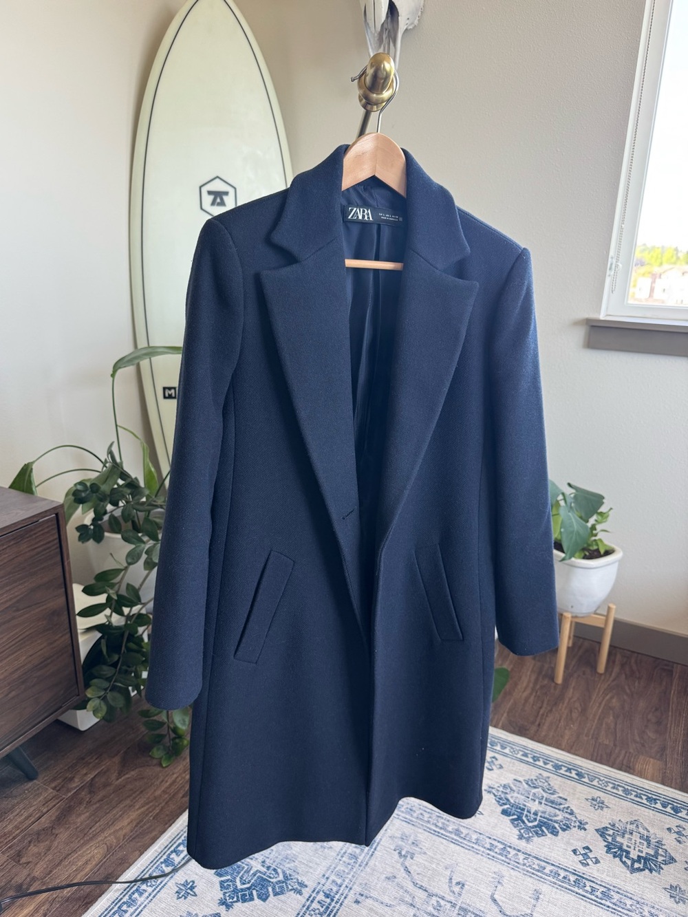 navy zara coat